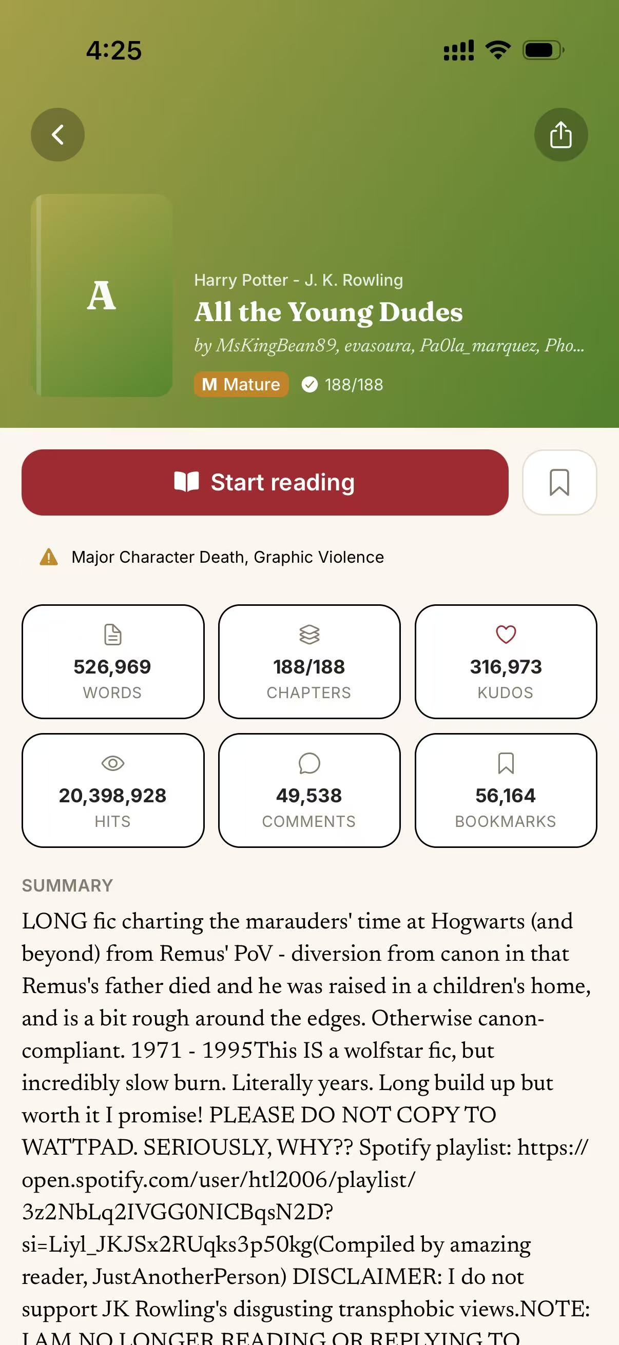Schermata dell’app AO3X: Dettagli · Dati e tag